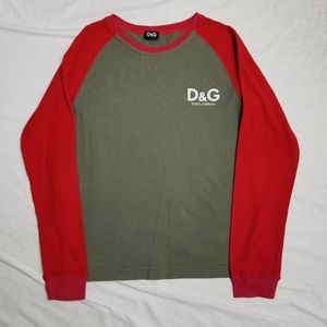 Vintage Y2K Dolce & Gabanna Long Sleeve T Shirt Red Logo Spellout Raglan Small